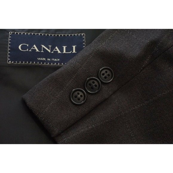 Canali Gray Blue White Windowpane Plaid Wool Sport Coat Jacket Sz 44R